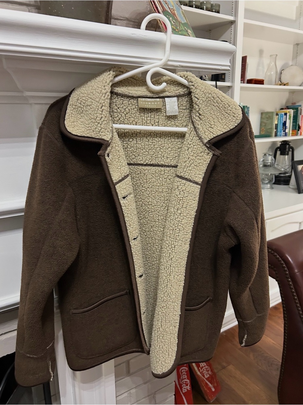 Liz Claiborne Brown Jacket with Cream Sherpa Collar